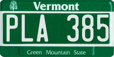 VT license plate PLA385