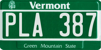 VT license plate PLA387