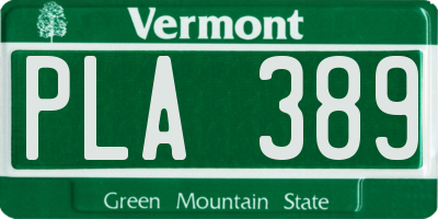 VT license plate PLA389