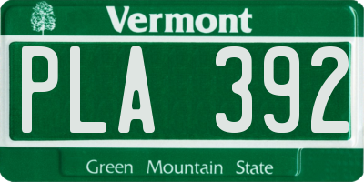VT license plate PLA392