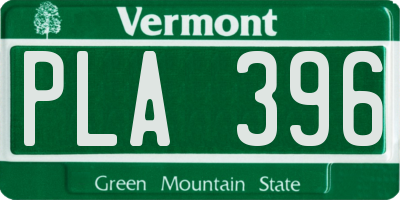 VT license plate PLA396