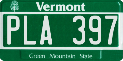 VT license plate PLA397