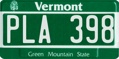 VT license plate PLA398