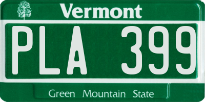 VT license plate PLA399
