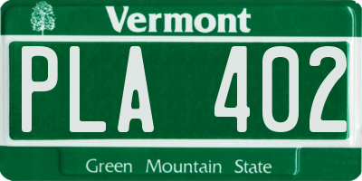 VT license plate PLA402