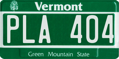 VT license plate PLA404
