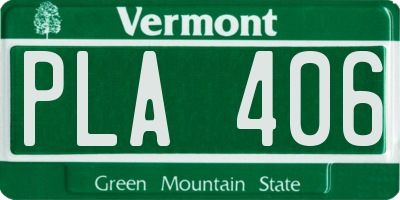 VT license plate PLA406