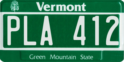 VT license plate PLA412