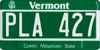 VT license plate PLA427