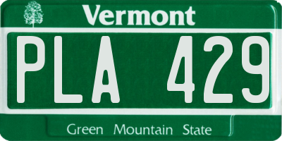 VT license plate PLA429