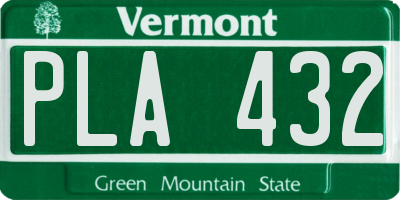 VT license plate PLA432