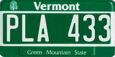 VT license plate PLA433