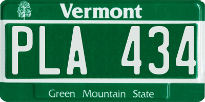 VT license plate PLA434