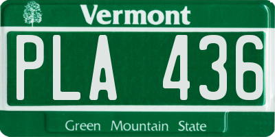 VT license plate PLA436