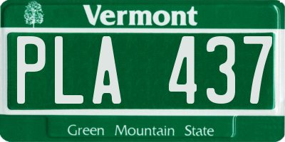 VT license plate PLA437