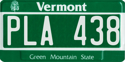 VT license plate PLA438