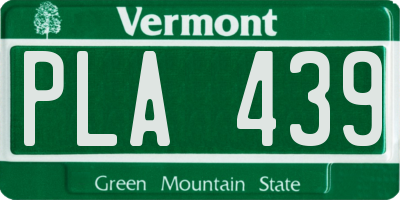 VT license plate PLA439