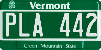 VT license plate PLA442