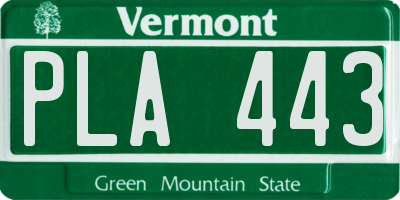 VT license plate PLA443