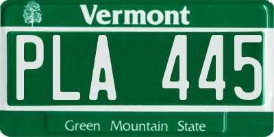 VT license plate PLA445