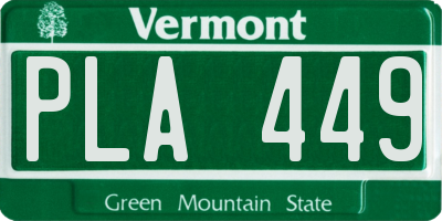 VT license plate PLA449