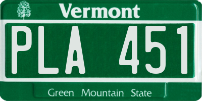 VT license plate PLA451