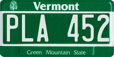 VT license plate PLA452