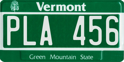 VT license plate PLA456