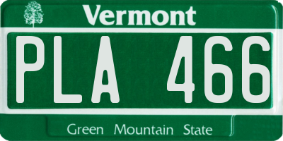 VT license plate PLA466