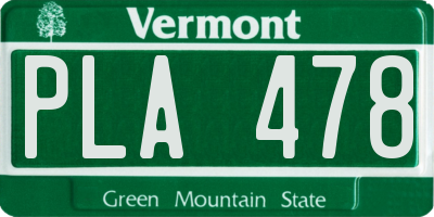 VT license plate PLA478