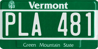 VT license plate PLA481
