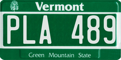 VT license plate PLA489