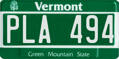 VT license plate PLA494