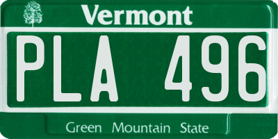 VT license plate PLA496
