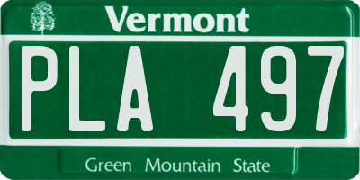 VT license plate PLA497