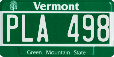 VT license plate PLA498