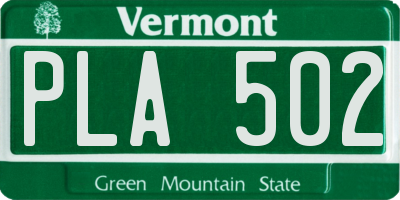 VT license plate PLA502