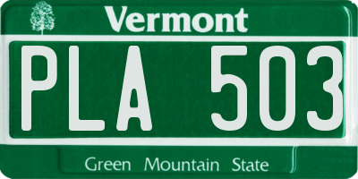 VT license plate PLA503