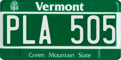VT license plate PLA505