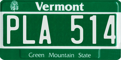 VT license plate PLA514