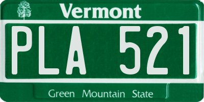 VT license plate PLA521