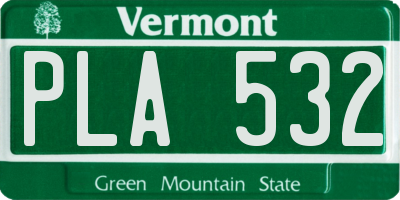 VT license plate PLA532