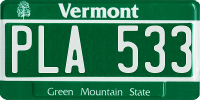 VT license plate PLA533