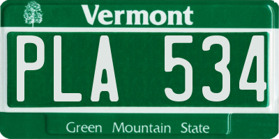 VT license plate PLA534