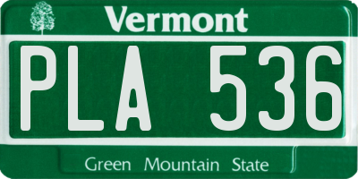 VT license plate PLA536