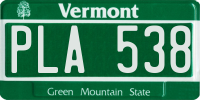 VT license plate PLA538
