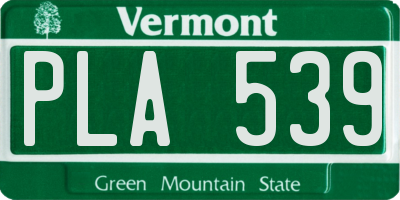 VT license plate PLA539