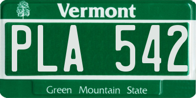 VT license plate PLA542