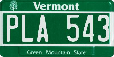 VT license plate PLA543