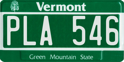 VT license plate PLA546